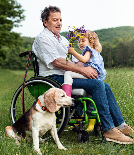 Elderly man with child