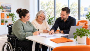 A participant reviewing invoices with a plan manager.